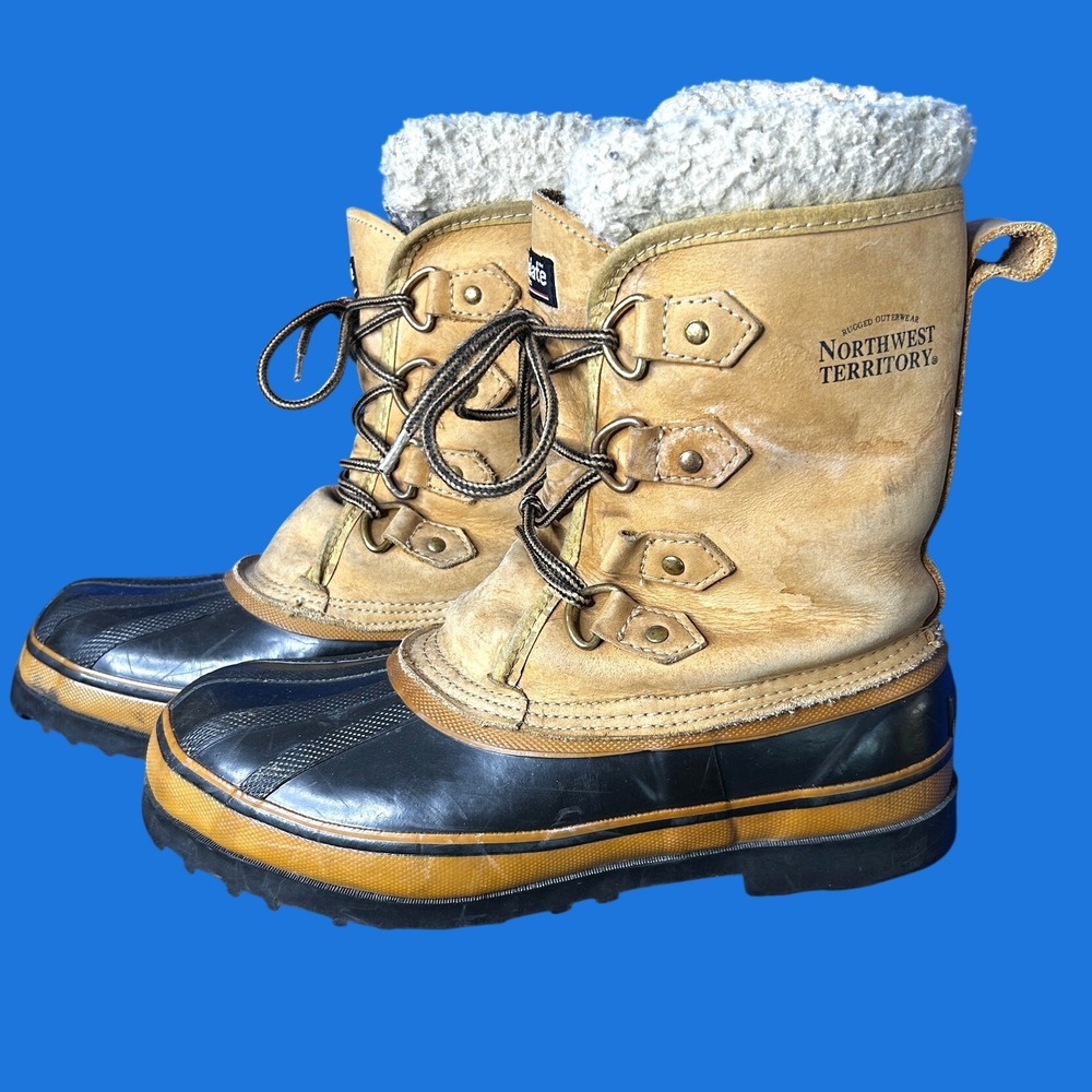 Vtg Northwest Territory Mens Leather Steel Shank Snow Boot 9 Waterproof Outdoor
